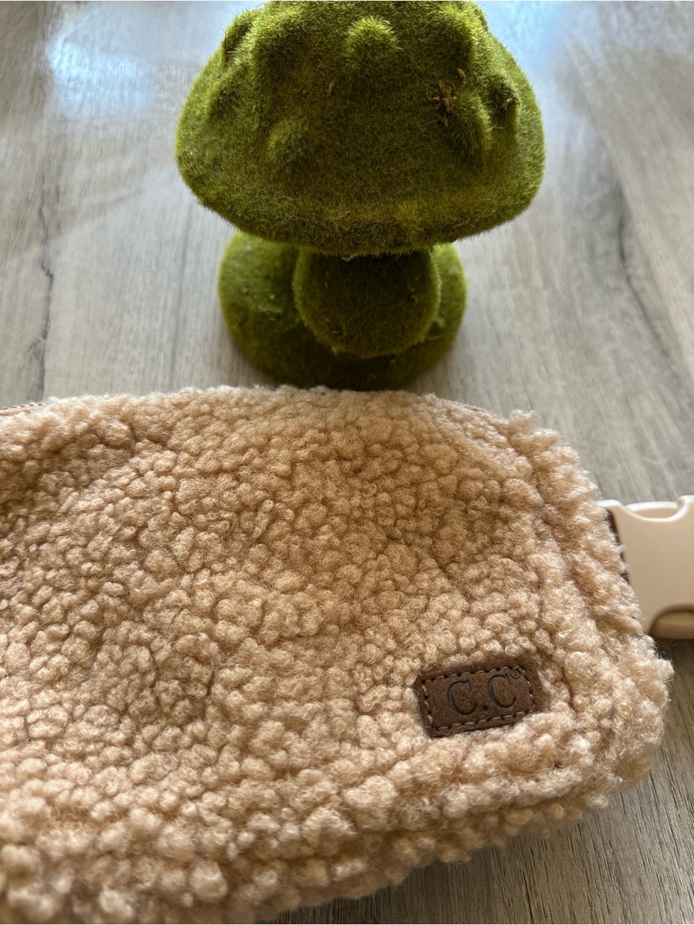 C.C Teddy Sherpa Belt Bag - Beige - Picture 3 of 10